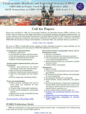 CHES 2023 - Call for Papers